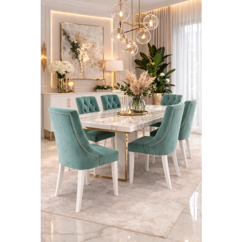 Krzesło Chesterfield PREMIUM KR-21 Tkanina Piano 09 Miętowy